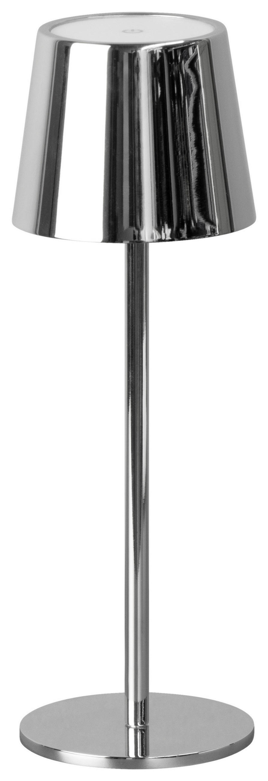AKKU-TISCHLEUCHTE Roxi 9/27,5 cm  - Chromfarben, KONVENTIONELL, Metall (9/27,5cm)