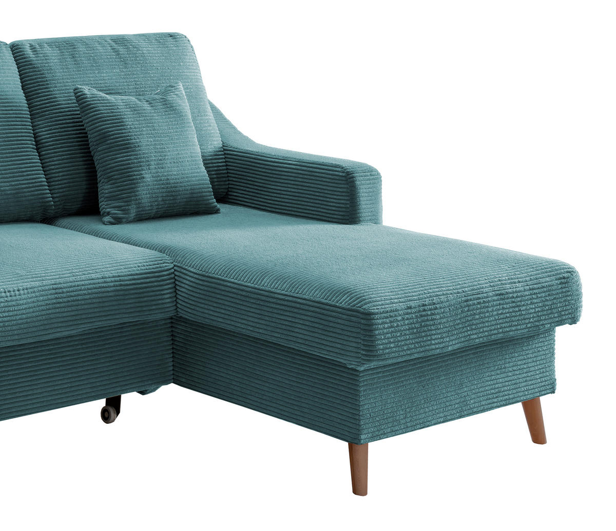 ECKSOFA in Cord Petrol  - Petrol/Naturfarben, Design, Holz/Textil (228/150cm) - P & B