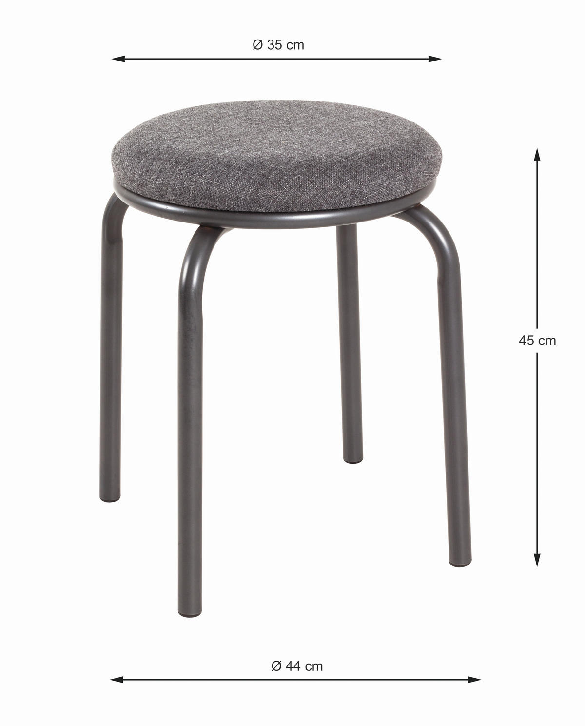 STAPELHOCKER Grau  - Anthrazit/Grau, Basics, Textil/Metall (46/45/46cm)