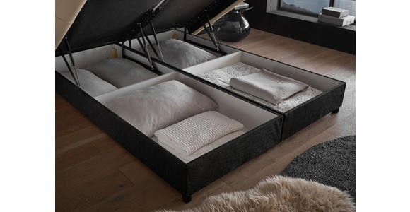BOXBETT 180/200 cm,  in Kaschmir, gepolstertes Kopfteil, Bettkasten, Matratzen, H3 + H4 = fest + sehr fest  - Kaschmir/Schwarz, Design, Kunststoff/Textil (180/200cm) - Esposa
