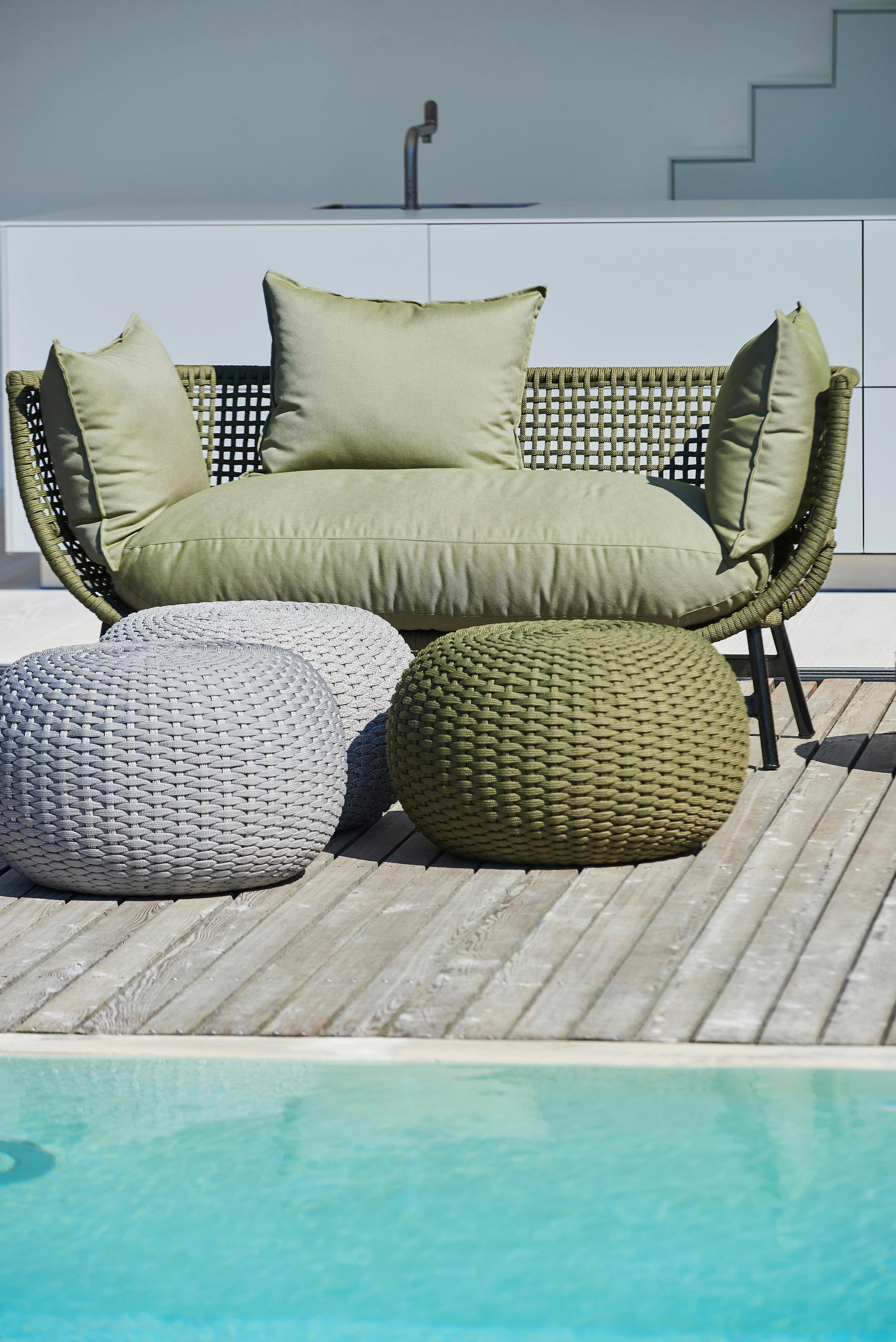 OUTDOORPOUF Hellgrau 60/35/60 cm  - Hellgrau, MODERN, Kunststoff (60/35/60cm) - Jan Kurtz