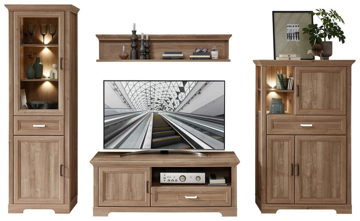 TV-RACK 143/54/51 cm  - Eichefarben, Design, Holzwerkstoff/Metall (143/54/51cm) - MID.YOU