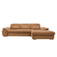ECKSOFA Currygelb Chenille Nierenkissen, Bettkasten, Schlaffunktion, Rücken echt, Kopfteilverstellung, Sitztiefenverstellung, Liegefläche im Originalstoff  - Chromfarben/Currygelb, MODERN, Textil/Metall (314/184cm) - Livetastic