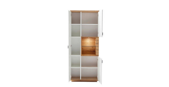 VITRINE in furniert Wildeiche Weiß, Wildeiche - Wildeiche/Anthrazit, Design, Glas/Holz (80/202/37cm) - Novel
