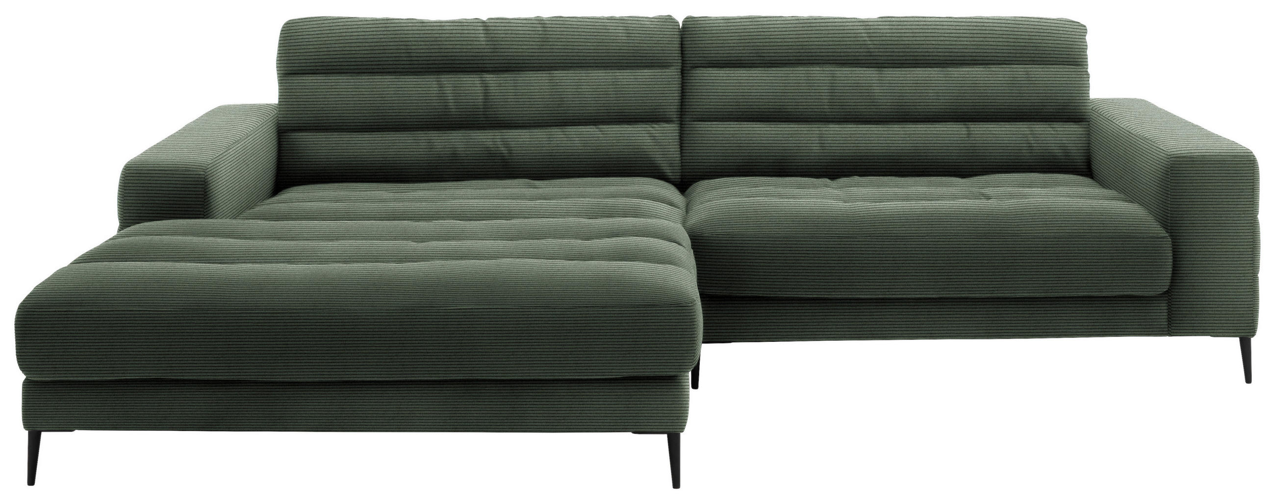 ECKSOFA in Cord Olivgrün  - Schwarz/Olivgrün, Design, Textil/Metall (207/296cm) - Dieter Knoll