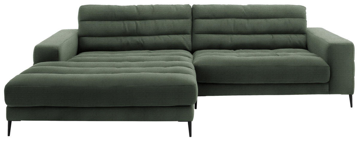 ECKSOFA in Cord Olivgrün  - Schwarz/Olivgrün, Design, Textil/Metall (207/296cm) - Dieter Knoll