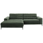 ECKSOFA in Cord Olivgrün  - Schwarz/Olivgrün, Design, Textil/Metall (207/296cm) - Dieter Knoll