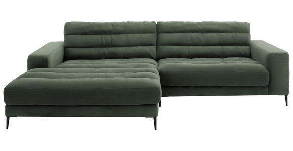 ECKSOFA in Cord Olivgrün  - Schwarz/Olivgrün, Design, Textil/Metall (207/296cm) - Dieter Knoll