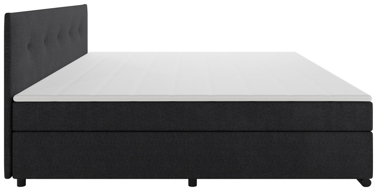 BOXSPRINGBETT 240/200 cm,  in Anthrazit, gepolstertes Kopfteil, Topper, H3 + H3 = fest  - Anthrazit/Schwarz, MODERN, Karton/Holz (240/200cm) - MID.YOU
