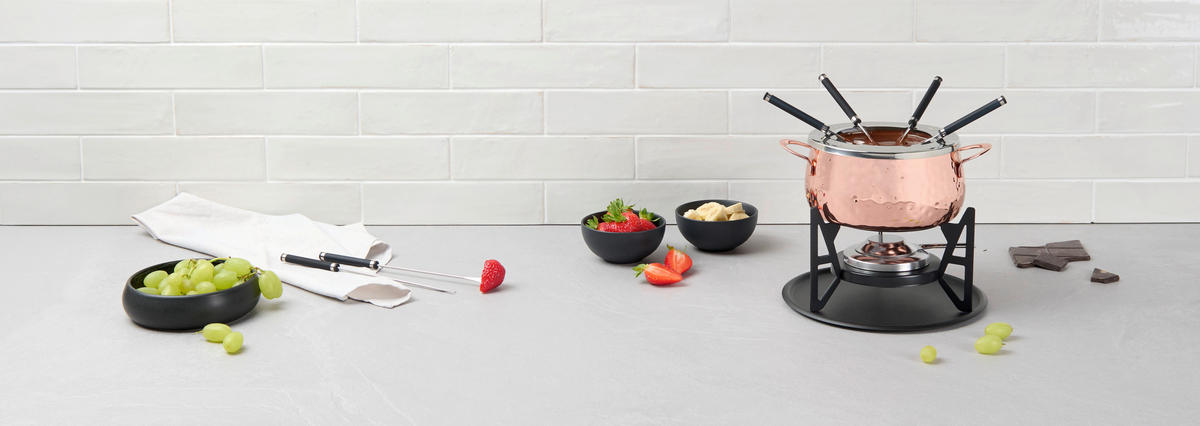 FONDUESET  - Edelstahlfarben/Schwarz, Basics, Metall - Homeware Profession.