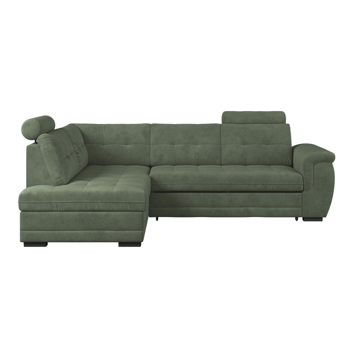 ECKSOFA  Mikrofaser, Struktur Grün  - Schwarz/Grün, Konventionell, Kunststoff/Textil (183/251cm) - MID.YOU