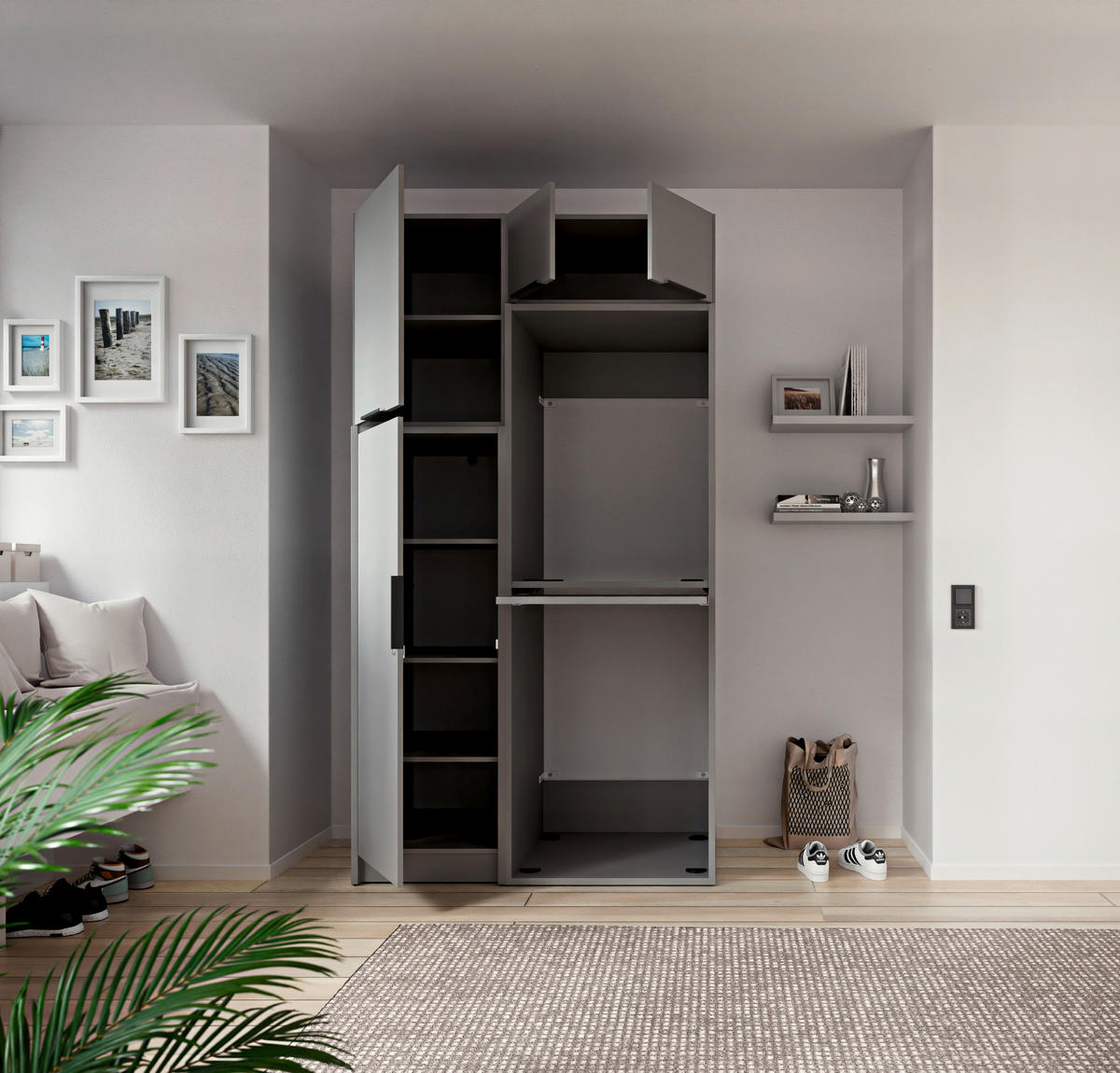 WASCHMASCHINENSCHRANK 70/220/68 cm  in Grau  - Schwarz/Grau, Basics, Holzwerkstoff/Kunststoff (70/220/68cm) - MID.YOU