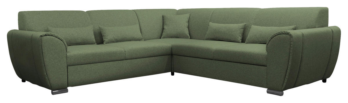 ECKSOFA  in Flachgewebe Grün  266/266 cm  - Silberfarben/Grün, Design, Kunststoff/Textil (266/266cm) - Livetastic
