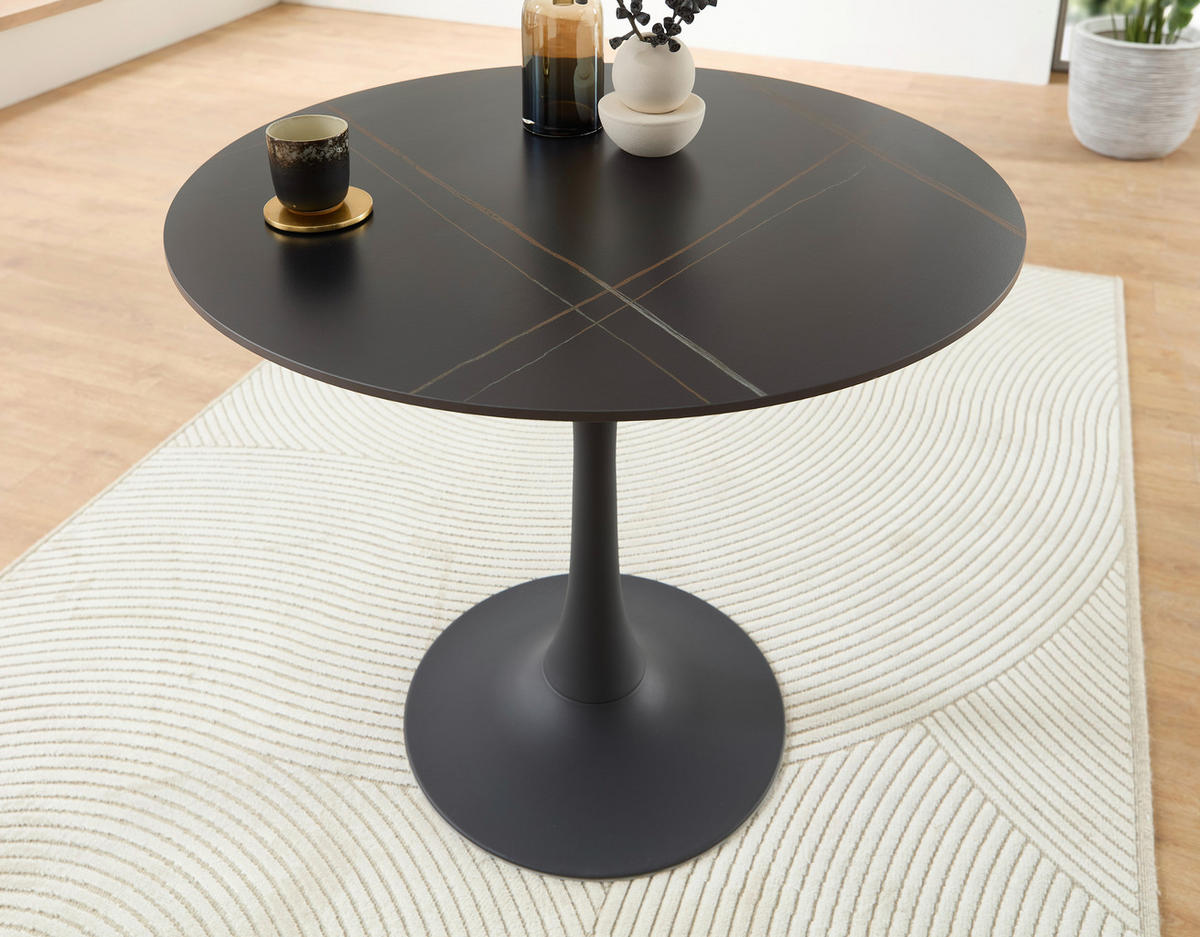 ESSTISCH in Metall, Keramik 90/90/75 cm  - Schwarz, MODERN, Keramik/Metall (90/90/75cm) - Boxxx