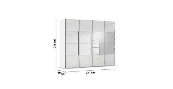 SCHWEBETÜRENSCHRANK  in Weiß  - Chromfarben/Weiß, Design, Glas/Holzwerkstoff (271/235/68cm) - Novel