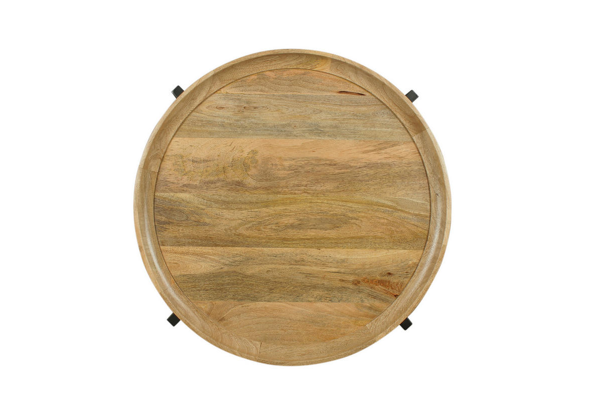 COUCHTISCH Mangoholz vollmassiv Hellbraun, Schwarz  - Hellbraun/Schwarz, Design, Holz/Metall (75/34cm) - Livetastic