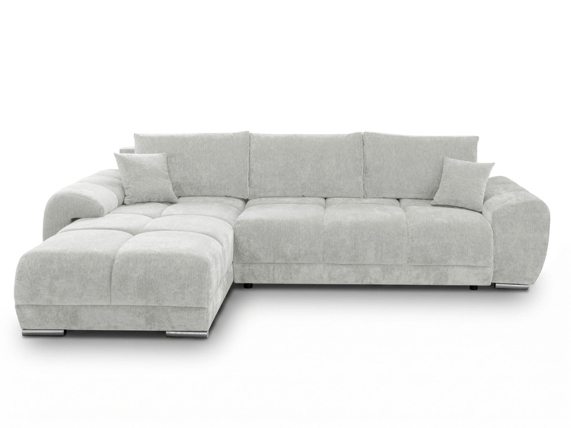 ECKSOFA  in Chenille Hellgrau  - Chromfarben/Hellgrau, KONVENTIONELL, Kunststoff/Textil (183/290cm) - Xora