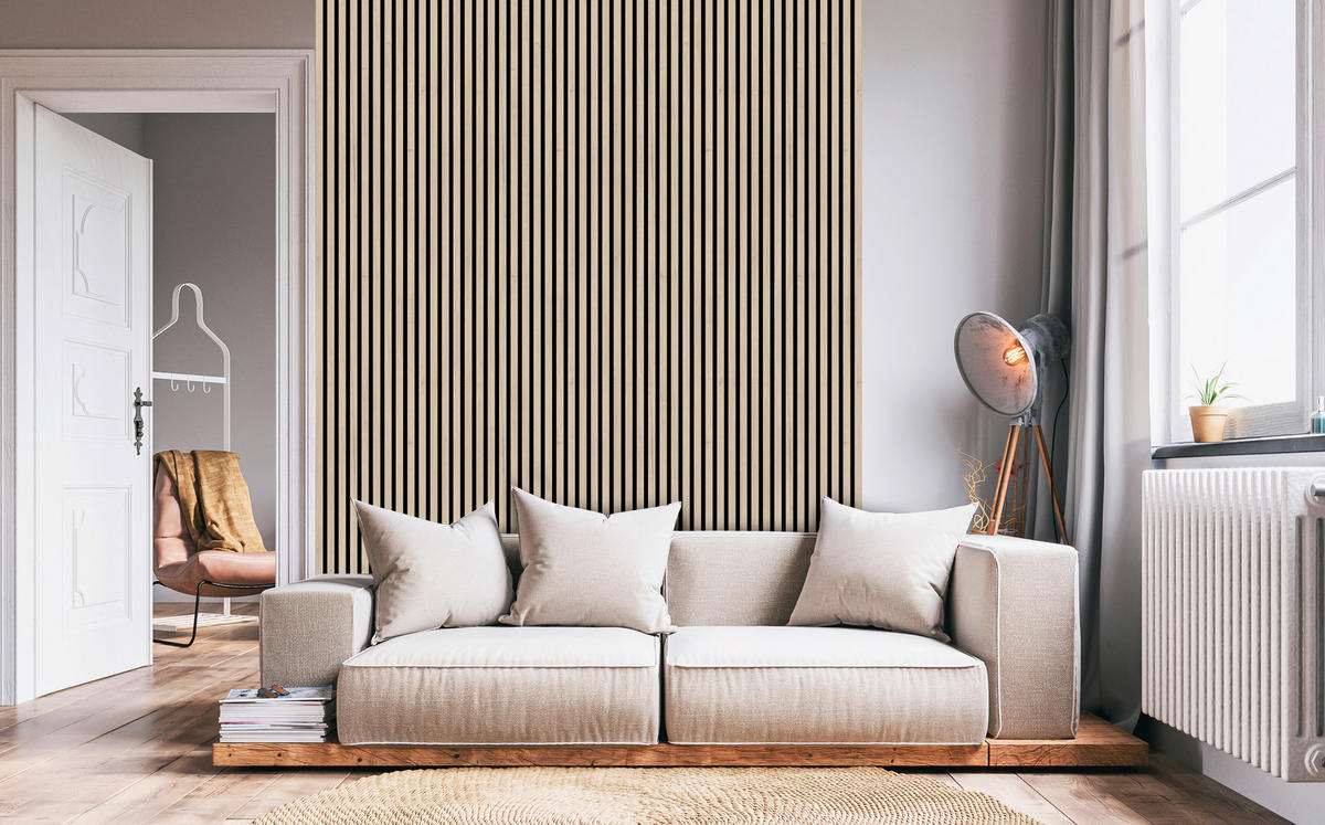 AKUSTIKPANEEL Eiche Hell 3-seitig foliert 57.25/1.9/267 cm  - Eichefarben, KONVENTIONELL, Holzwerkstoff/Textil (57.25/1.9/267cm)
