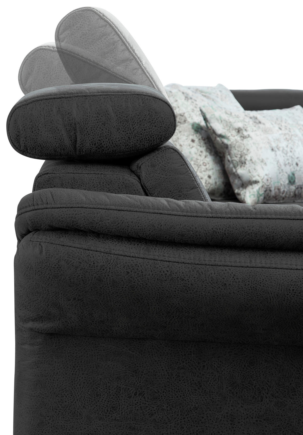 WOHNLANDSCHAFT in Mikrofaser Grau, Schwarz  - Schwarz/Grau, Konventionell, Textil/Metall (193/317/165cm) - Sit & More