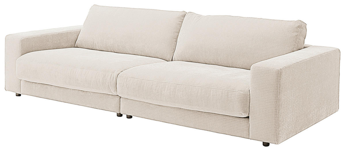 3-SITZER-SOFA in Chenille Creme  - Creme/Schwarz, Design, Kunststoff/Textil (290/86/127cm) - Lomoco