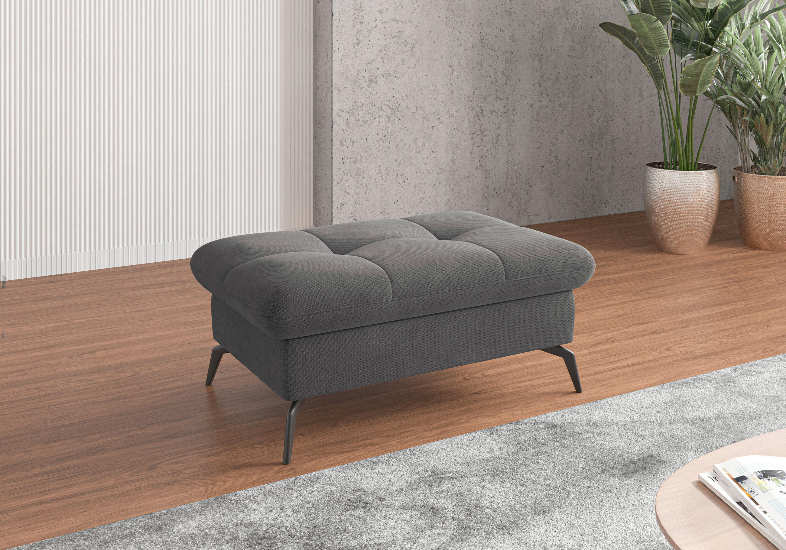HOCKERTextil Grau - Schwarz/Grau, Konventionell, Textil/Metall (102/47/69cm) - Sit & More