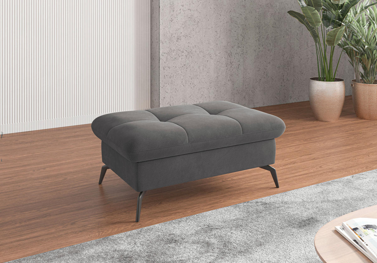 HOCKERTextil Grau  - Schwarz/Grau, Konventionell, Textil/Metall (102/47/69cm) - Sit & More