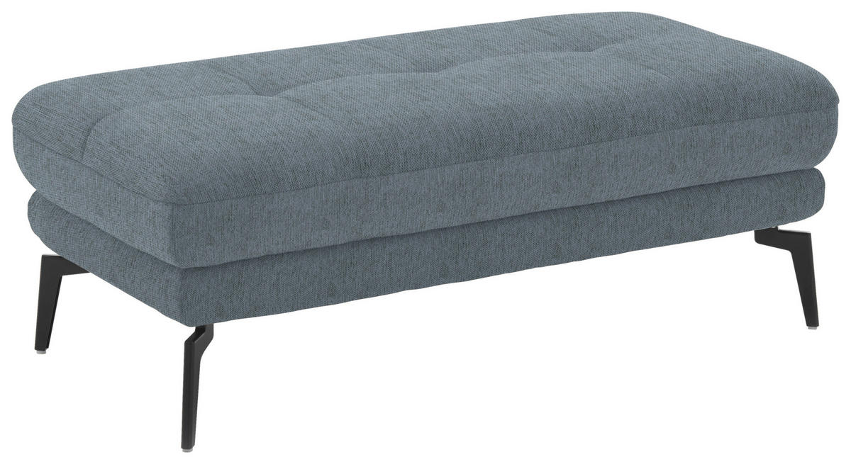 HOCKERTextil Blaugrau  - Blaugrau/Schwarz, Design, Textil/Metall (132/45/68cm) - Beldomo Style