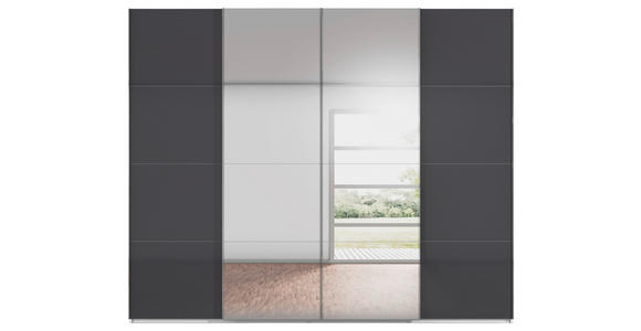 SCHWEBETÜRENSCHRANK 271/235/68 cm 4-türig Schwarz, Weiß - Chromfarben/Schwarz, Design, Glas/Holzwerkstoff (271/235/68cm) - Novel