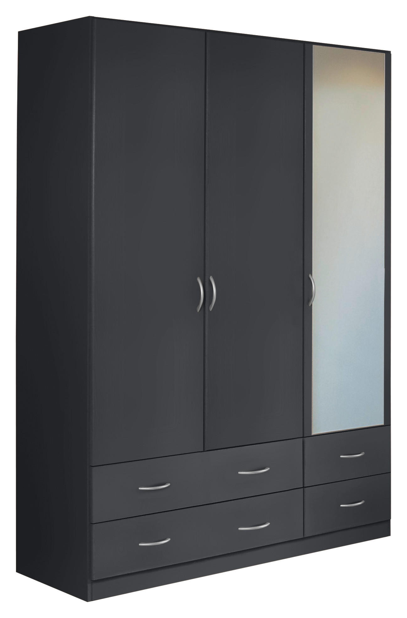 DREHTÜRENSCHRANK 136/197/54 cm,  in Grau, 3 Tür(en)  - Silberfarben/Grau, Design, Glas/Holzwerkstoff (136/197/54cm) - Boxxx