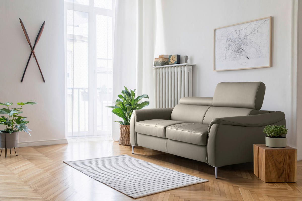 SCHLAFSOFA in Lederlook Echtleder Schlammfarben  - Schlammfarben, Design, Leder/Textil (203/77-98/103cm) - MID.YOU