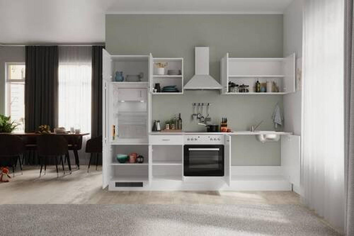 KUCHYŇSKÁ LINKA WITO 270 - bílá/světle šedá, Moderní, kompozitní dřevo/plast (270cm) - FlexWell