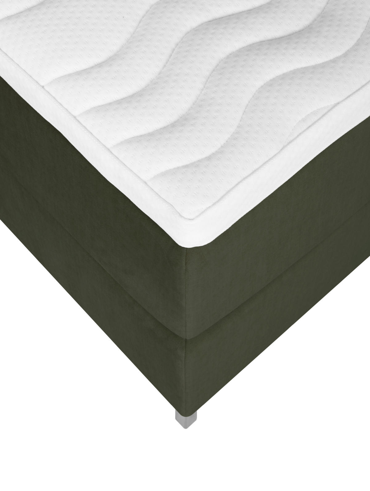 BOXSPRING-ÁGY 160/200 cm  sötétzöld  - alumíniumszínű/sötétzöld, Modern, textil (160/200cm) - MID.YOU