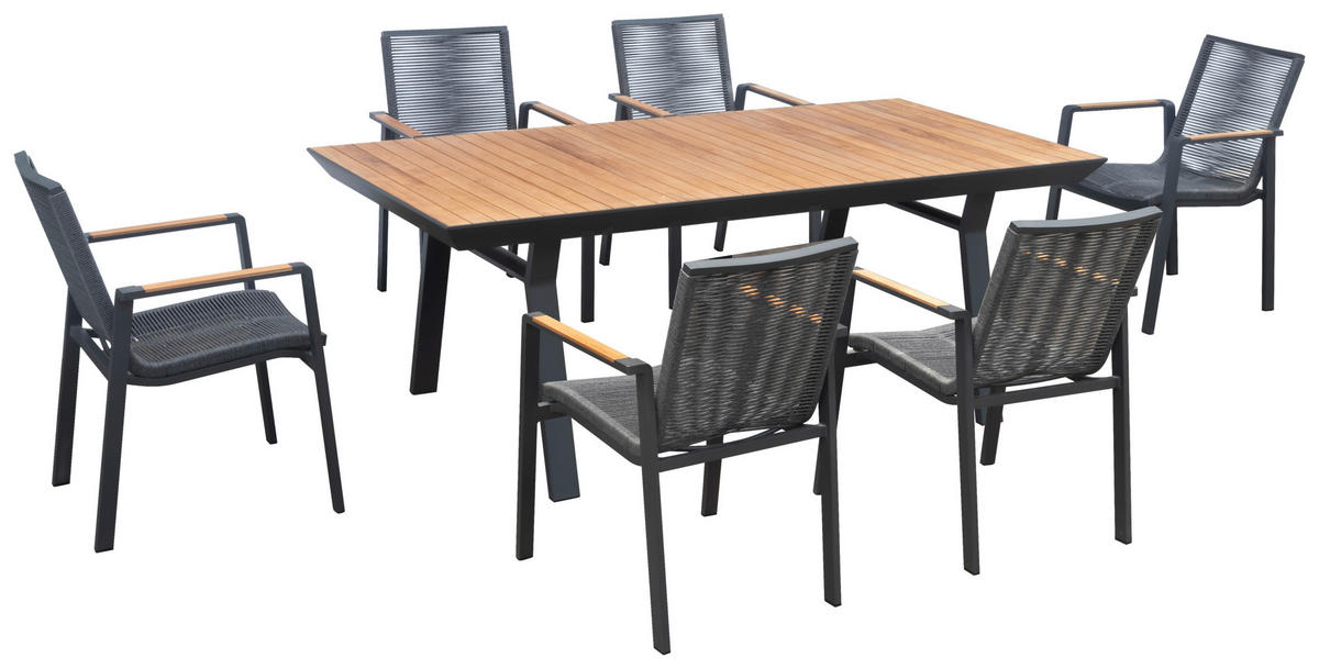 STOL VRTNI  antracit, boje tikovine  drvo, metal      - boje tikovine/antracit, Design, drvo/metal (200/100/75cm) - Amatio