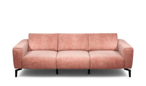 3-SITZER-SOFA in Samt Rosa  - Schwarz/Rosa, Design, Textil/Metall (250/86/86-94cm) - SENSOO