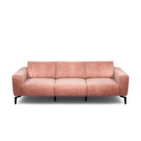 3-SITZER-SOFA in Samt Rosa  - Schwarz/Rosa, Design, Textil/Metall (250/86/86-94cm) - SENSOO