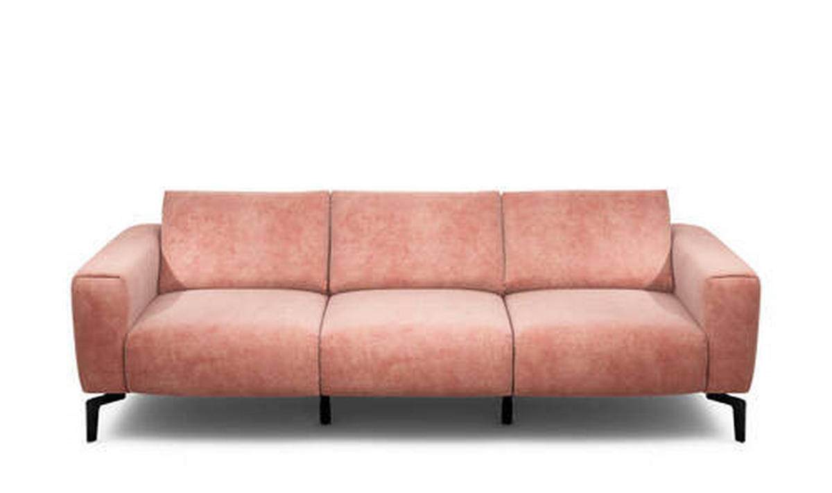 3-SITZER-SOFA in Samt Rosa  - Schwarz/Rosa, Design, Textil/Metall (250/86/86-94cm) - SENSOO