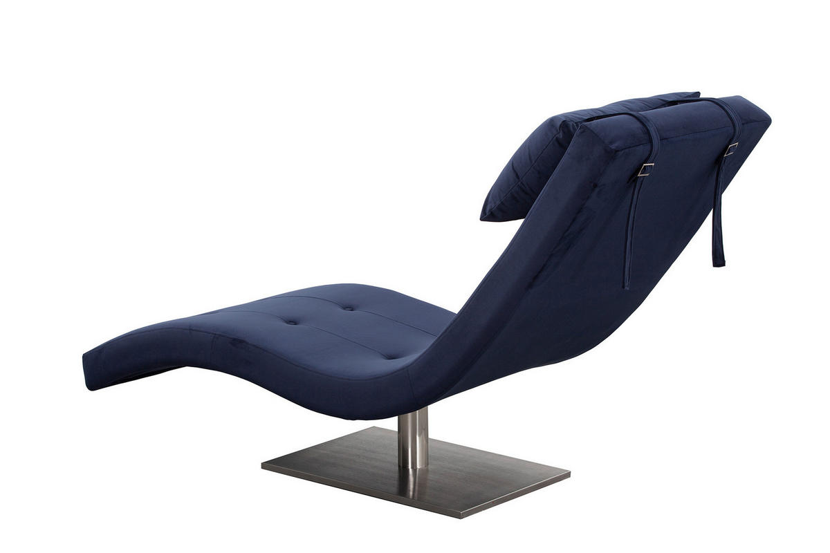RELAXLIEGE in Samt Blau  - Blau/Silberfarben, MODERN, Textil/Metall (60/82/170cm) - Livetastic
