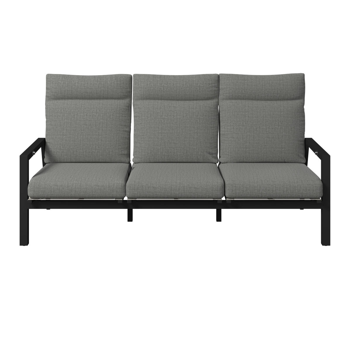 3-SITZER-BANK 196/97/87 cm Netzbespannung, Webstoff Anthrazit, Grau  - Anthrazit/Grau, Design, Textil/Metall (196/97/87cm) - Amatio