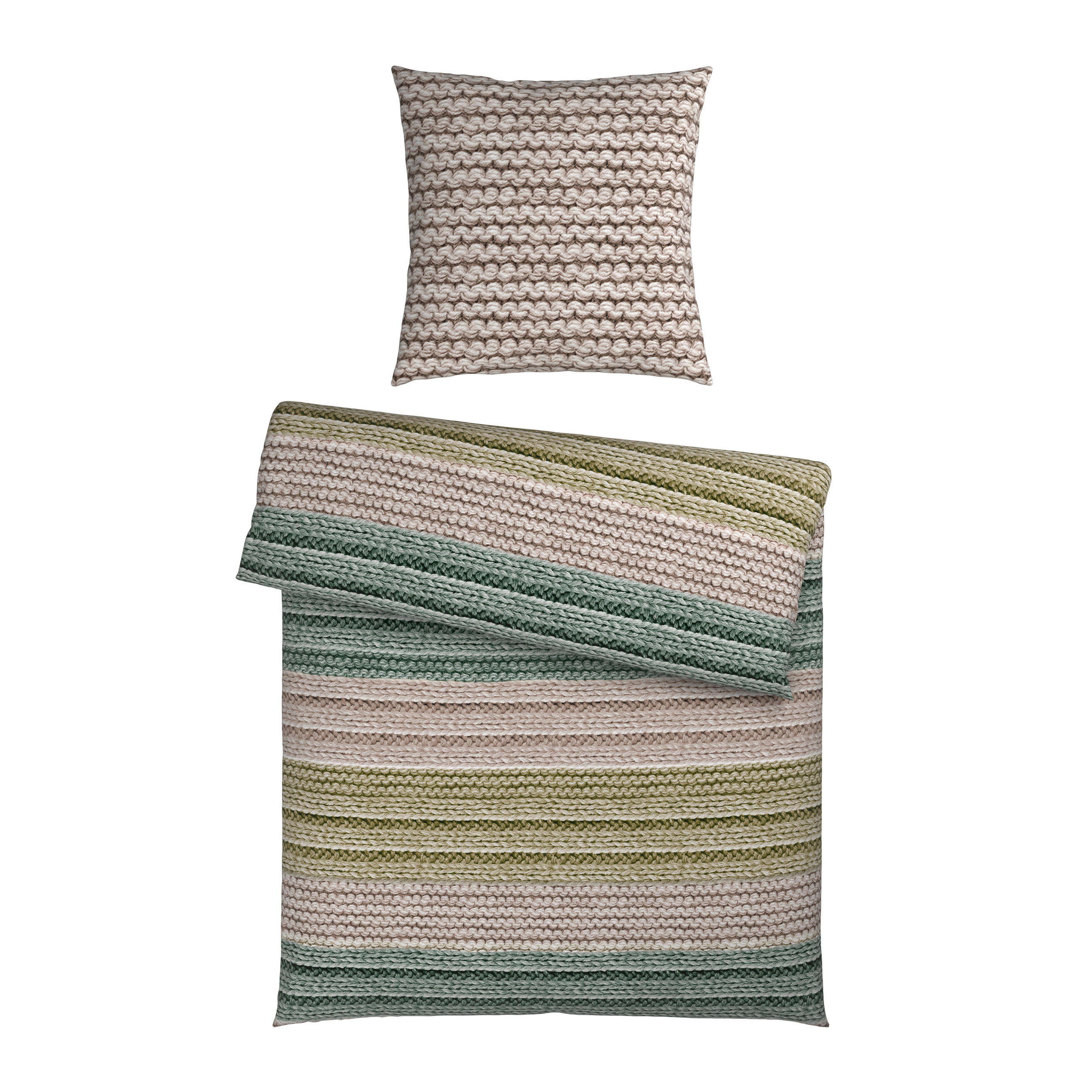 BETTWÄSCHE Cozy Knit Flanell 135/200 cm  - Grün, Design, Textil (135/200cm) - Novel