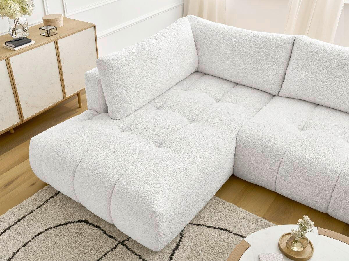 WOHNLANDSCHAFT  FUJI  Weiß Bouclé  - Schwarz/Weiß, MODERN, Kunststoff/Textil (204/377/160cm)