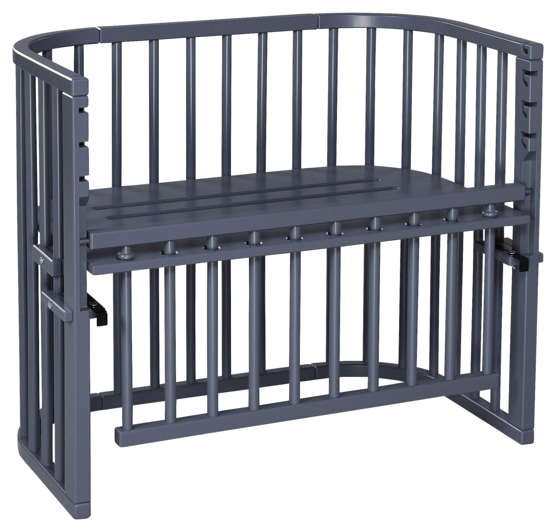 BEISTELLBETT Maxi Comfort Plus  - Schieferfarben/Grau, Basics, Holz (56,5/79/96cm) - Babybay