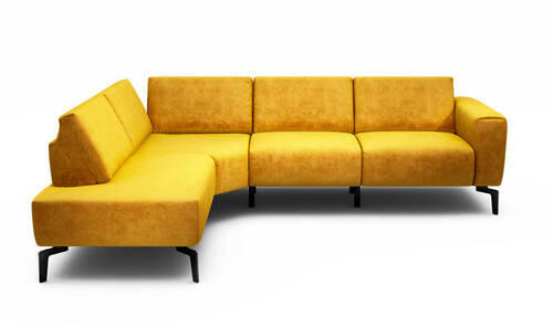 ECKSOFA in Samt Gelb  193/256 cm  - Gelb/Schwarz, Design, Textil/Metall (193/256cm) - SENSOO