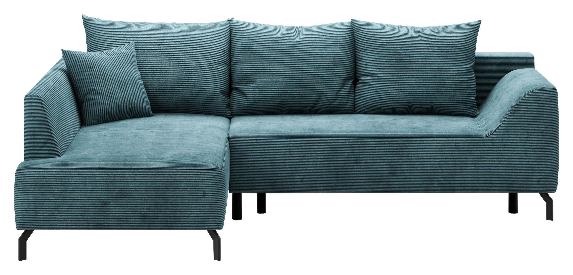 ECKSCHLAFSOFA Cord Mintgrün  - Schwarz/Mintgrün, Design, Textil/Metall (167/273cm) - MID.YOU