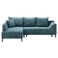ECKSCHLAFSOFA  mit Bettkasten erhältlich, seitenverkehrt erhältlich, Schlafen auf Sitzhöhe, Bettfunktion erhältlich, Rücken echt Cord Mintgrün  - Schwarz/Mintgrün, Design, Textil/Metall (167/273cm) - MID.YOU