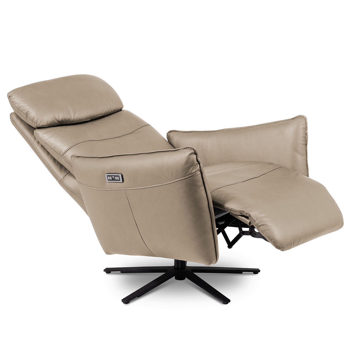 RELAXSESSEL in Leder Hellgrau  - Hellgrau/Schwarz, Design, Leder/Metall (77/107/88cm) - Livetastic