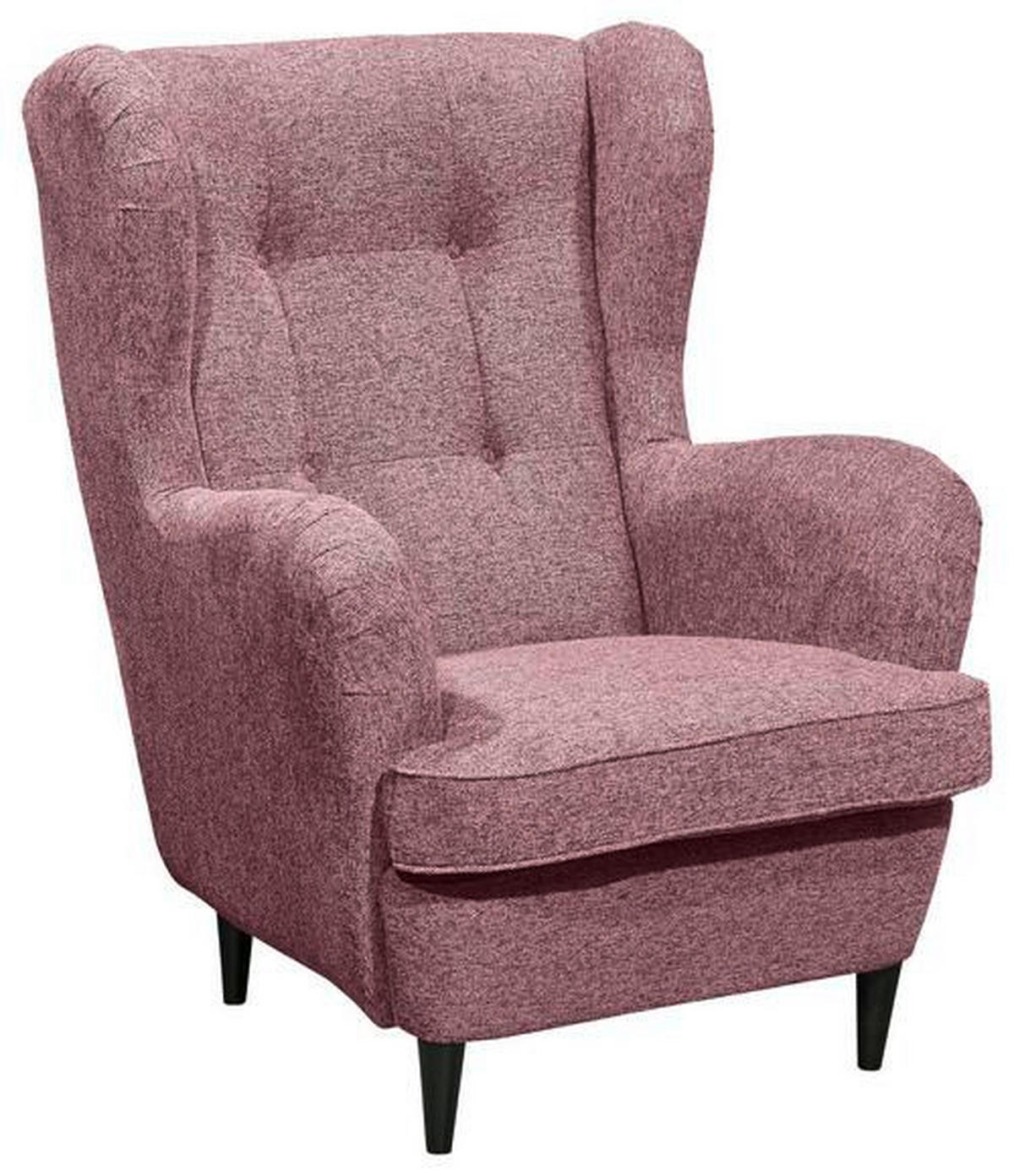 OHRENSESSEL in Webstoff Rosa  - Schwarz/Rosa, Basics, Holzwerkstoff/Textil (78/102/98cm) - MID.YOU