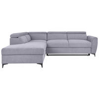 ECKSOFA in Velours Grau  - Schwarz/Grau, Konventionell, Textil/Metall (217/255cm) - MID.YOU