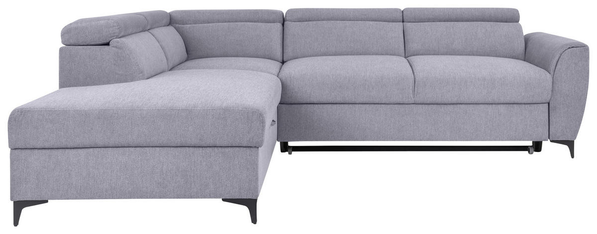 ECKSOFA in Velours Grau  - Schwarz/Grau, Konventionell, Textil/Metall (217/255cm) - MID.YOU