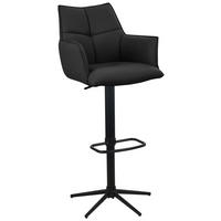 BARHOCKER in Metall, Leder Schwarz  - Schwarz, Design, Leder/Metall (54/96-121/56cm) - Novel