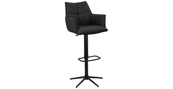 BARHOCKER Echtleder Schwarz Eisen Sitzfläche 360° drehbar - Schwarz, Design, Leder/Metall (54/96-121/56cm) - Novel